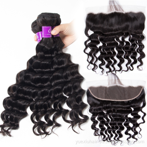 Machine Weft Cheap Virgin Hair Bundle And Frontal Cuticle Loose Deep Aligned Brazilian Hair Extension Wholesale Vendors